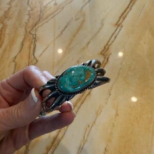 Native American F.L. Begay Turquoise Sterling Silver Bracelet